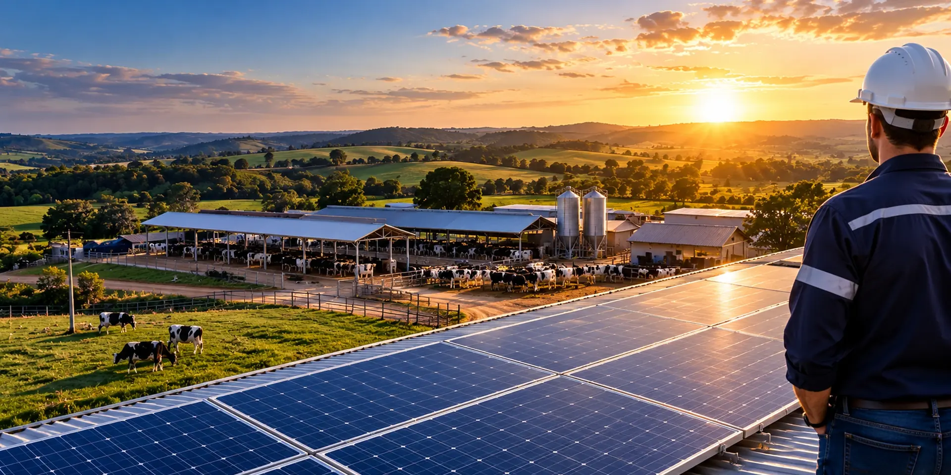 Imagem ilustrativa: energia solar em uma propriedade leiteira